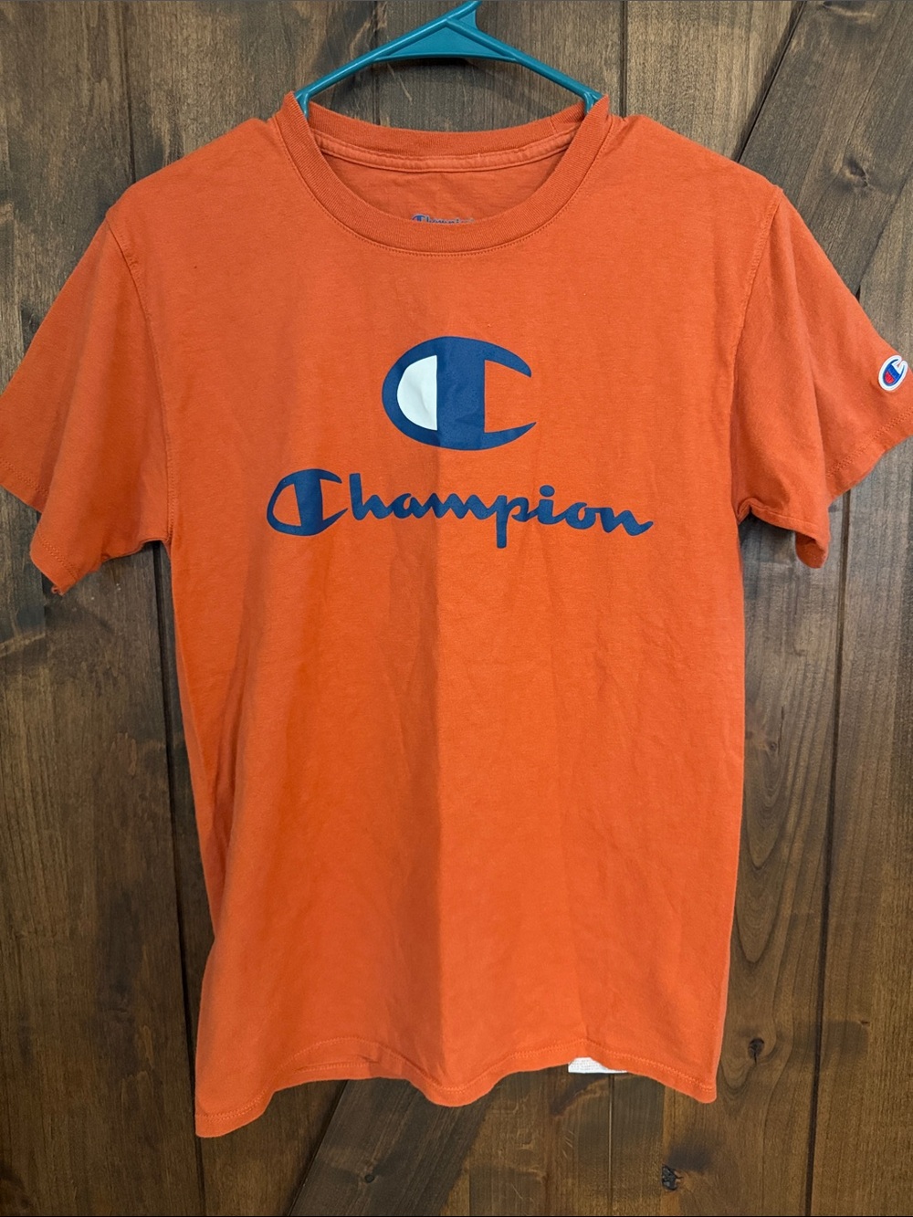 Champion Orange Tee with Navy Logo